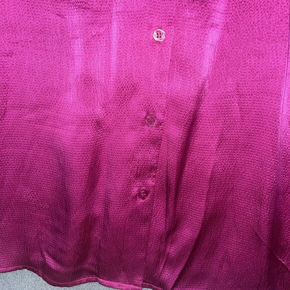 Chico's Shirt Womens Large Pink 100% Silk Blouse Button Up Classy Polished Chic - Picture 3 of 13